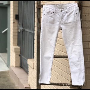 Madewell skinny white jeans with side zippers